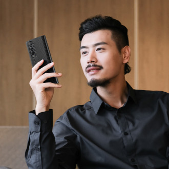 Pouzdro Dux Ducis Bril pro Samsung Galaxy Z Fold 3 flip cover card stojánek na peněženku černý