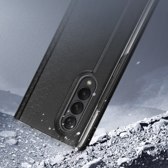 Pouzdro Dux Ducis Bril pro Samsung Galaxy Z Fold 3 flip cover card stojánek na peněženku černý