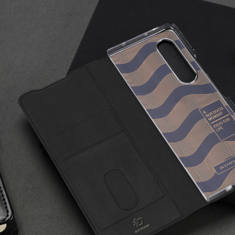 Pouzdro Dux Ducis Bril pro Samsung Galaxy Z Fold 3 flip cover card stojánek na peněženku černý