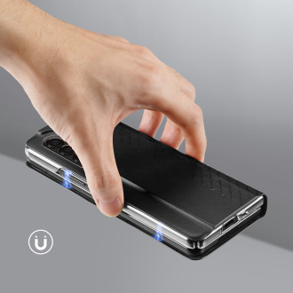 Pouzdro Dux Ducis Bril pro Samsung Galaxy Z Fold 3 flip cover card stojánek na peněženku černý