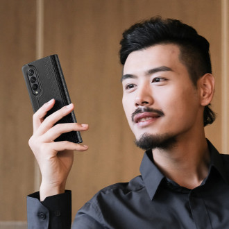Pouzdro Dux Ducis Bril pro Samsung Galaxy Z Fold 3 flip cover card stojánek na peněženku černý