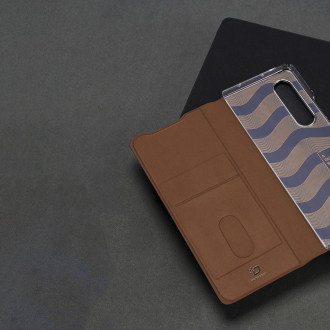 Pouzdro Dux Ducis Bril pro Samsung Galaxy Z Fold 3 flip cover card stojánek na peněženku černý