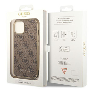Guess GUHCP14SGF4GBR iPhone 14 6,1&quot; hnědé/hnědé pevné pouzdro 4G Charms Collection