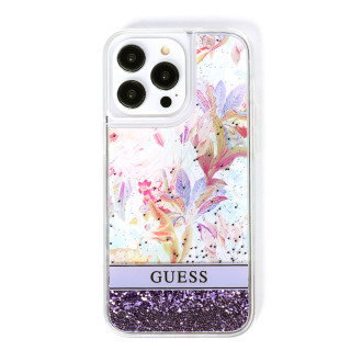 Guess GUHCP14XLFLSU iPhone 14 Pro Max 6.7 &quot;violet / purple hardcase Flower Liquid Glitter