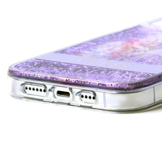 Guess GUHCP14XLFLSU iPhone 14 Pro Max 6.7 &quot;violet / purple hardcase Flower Liquid Glitter