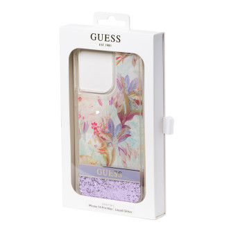 Guess GUHCP14XLFLSU iPhone 14 Pro Max 6.7 &quot;violet / purple hardcase Flower Liquid Glitter