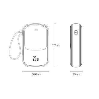 Powerbanka 10000mAh 20W Baseus Qpow Pro Overseas Edition + kabel USB C 3A – černý