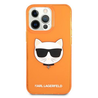 Karl Lagerfeld KLHCP13XCHTRO iPhone 13 Pro Max 6,7&quot; oranžový/oranžový pevný obal Glitter Choupette Fluo