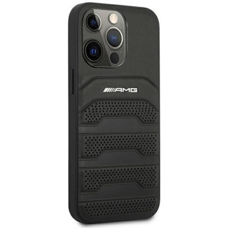 AMG AMHCP14XGSEBK iPhone 14 Pro Max 6,7 &quot;black / black hardcase Leather Debossed Lines