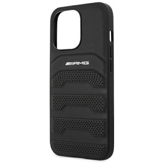 AMG AMHCP14XGSEBK iPhone 14 Pro Max 6,7 &quot;black / black hardcase Leather Debossed Lines