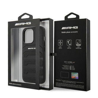 AMG AMHCP14XGSEBK iPhone 14 Pro Max 6,7 &quot;black / black hardcase Leather Debossed Lines