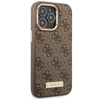 Guess GUHMP14XU4GPRW iPhone 14 Pro Max 6.7 &quot;brown / brown hard case 4G Logo Plate MagSafe