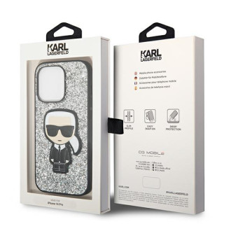 Karl Lagerfeld KLHCP14XGFKPG iPhone 14 Pro Max 6.7 &quot;hardcase silver / silver Glitter Flakes Ikonik