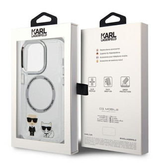 Karl Lagerfeld KLHMP14LHKCT iPhone 14 Pro 6.1 &quot;hardcase transparent / transparent Karl &amp; Choupette Aluminum Magsafe