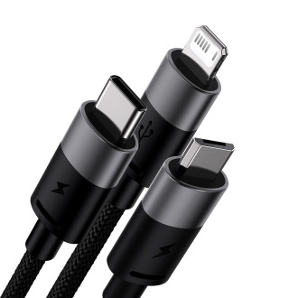 3v1 USB - micro USB / Lightning / USB C 3,5A 1,2m kabel Baseus StarSpeed - černý