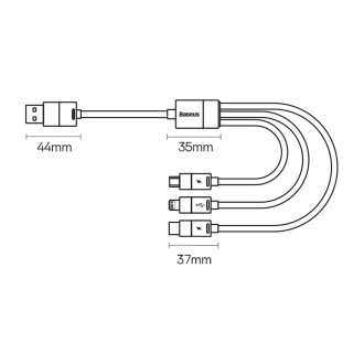 3v1 USB - micro USB / Lightning / USB C 3,5A 1,2m kabel Baseus StarSpeed - černý