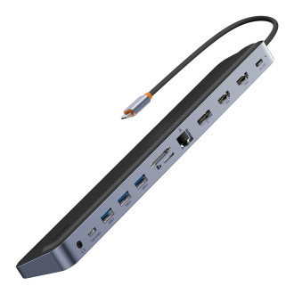 Baseus EliteJoy Gen2 univerzální USB HUB 12v1 s USB-C kabelem 25cm stojan na notebook USB-A / USB-C / DP / HDMI / SD / TF / RJ45 / 3,5 mm jack / PD 10