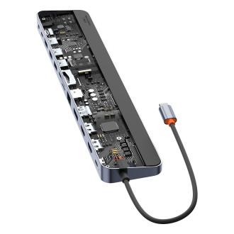 Baseus EliteJoy Gen2 univerzální USB HUB 12v1 s USB-C kabelem 25cm stojan na notebook USB-A / USB-C / DP / HDMI / SD / TF / RJ45 / 3,5 mm jack / PD 10