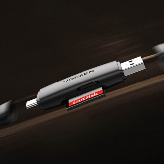 Ugreen adaptér Čtečka karet SD / micro SD (USB-A / USB-C) černá (CM304)