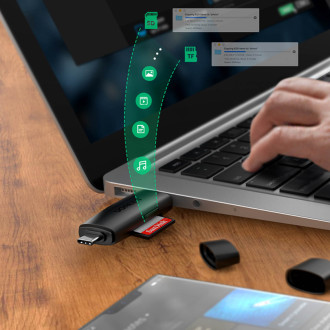 Ugreen adaptér Čtečka karet SD / micro SD (USB-A / USB-C) černá (CM304)