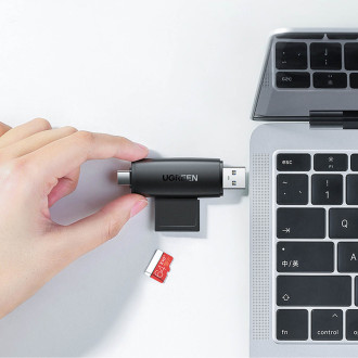 Ugreen adaptér Čtečka karet SD / micro SD (USB-A / USB-C) černá (CM304)
