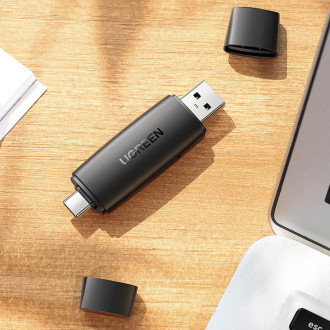 Ugreen adaptér Čtečka karet SD / micro SD (USB-A / USB-C) černá (CM304)