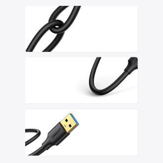 Ugreen kabel USB-A - USB-A USB3.0 5 Gb/s 0,5 m černý (US128)