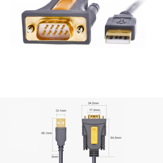 Ugreen adaptérový kabel USB-A - DB9 RS-232 1,5 m šedý (CR104)