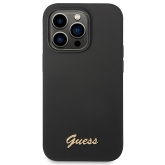 Guess GUHCP14XSLSMK iPhone 14 Pro Max 6.7 &quot;black / black hard case Silicone Vintage Gold Logo
