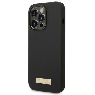 Guess GUHMP14XSBPLK iPhone 14 Pro Max 6,7" černo/černé pevné pouzdro Silikonová deska s logem MagSafe