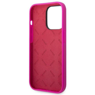 Guess GUHCP14LSLSMF iPhone 14 Pro 6.1" fuchsiové/fuschia pevné pouzdro silikonové Vintage zlaté logo