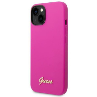 Guess GUHCP14SSLSMF iPhone 14 6,1" fuchsiové/fuschia pevné pouzdro silikonové Vintage zlaté logo