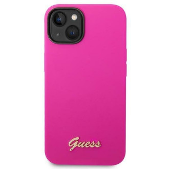 Guess GUHCP14SSLSMF iPhone 14 6,1" fuchsiové/fuschia pevné pouzdro silikonové Vintage zlaté logo