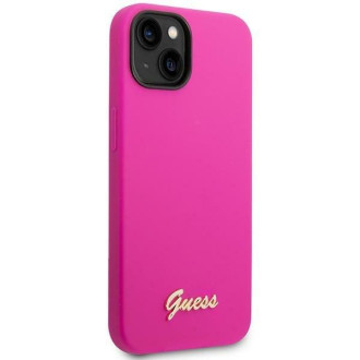 Guess GUHCP14SSLSMF iPhone 14 6,1" fuchsiové/fuschia pevné pouzdro silikonové Vintage zlaté logo