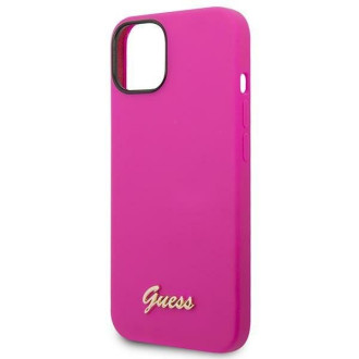 Guess GUHCP14SSLSMF iPhone 14 6,1" fuchsiové/fuschia pevné pouzdro silikonové Vintage zlaté logo