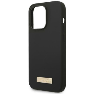 Guess GUHMP14LSBPLK iPhone 14 Pro 6,1" černo/černé pevné pouzdro silikonové logo Plate MagSafe