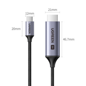 USB C – HDMI 2.1 8K 60Hz kabel 1,5 m Ugreen CM565 – šedý