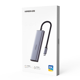 HUB USB C - HDMI / 2x USB C / 2x USB A Ugreen CM500 - šedý