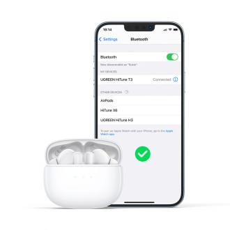 Ugreen HiTune T3 Active WS106 bezdrátová Bluetooth 5.2 TWS sluchátka ANC – bílá