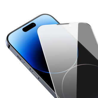 Baseus Privacy Tempered Glass pro iPhone 14 Pro Max Full Screen 0,3 mm Privacy Filter Anti Spy + montážní rámeček