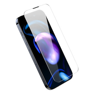 Baseus sada 2x tvrzeného skla pro iPhone 14 Pro Full Screen s krytem reproduktoru 0,3 mm + montážní rámeček