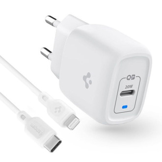 Spigen PE2C10CL 1-PORTOVÁ SÍŤOVÁ NABÍJEČKA PD20W + Lightning MFi KABEL BÍLÝ