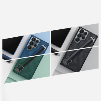 Pancéřové pouzdro Nillkin Strap Case pro Samsung Galaxy S23 Ultra s poutkem na zápěstí modré