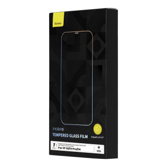 Baseus Tempered Glass pro iPhone 14 / 13 Pro / 13 Full Screen s krytem reproduktoru 0,4 mm + montážní sada