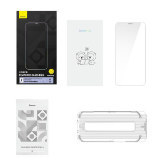 Tvrzené sklo Baseus pro celou obrazovku pro iPhone 12 Pro Max s krytem reproduktoru 0,4 mm + montážní sada