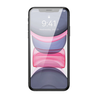 Tvrzené sklo Baseus pro celou obrazovku pro iPhone 11 / XR s krytem reproduktoru 0,4 mm + montážní sada