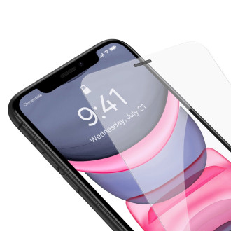Tvrzené sklo Baseus pro celou obrazovku pro iPhone 11 / XR s krytem reproduktoru 0,4 mm + montážní sada