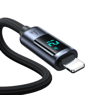 Lightning kabel - USB A 2.4A 1.2m s LED displejem Joyroom S-AL012A16 - Černá