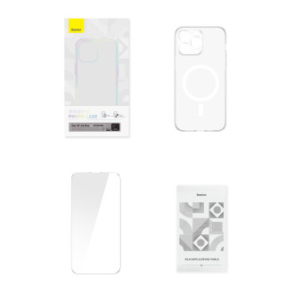 Baseus Crystal Magnetic Case pro iPhone 14 Pro tenký kryt MagSafe + průhledné sklo