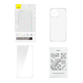 Baseus Crystal Case pro iPhone 14 Pro tenký kryt + průhledné sklo